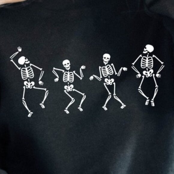 Dancing Skeleton Sweatshirt Funny Halloween Party Gift Retro Spooky Sweater 79 - Picture 2 of 5